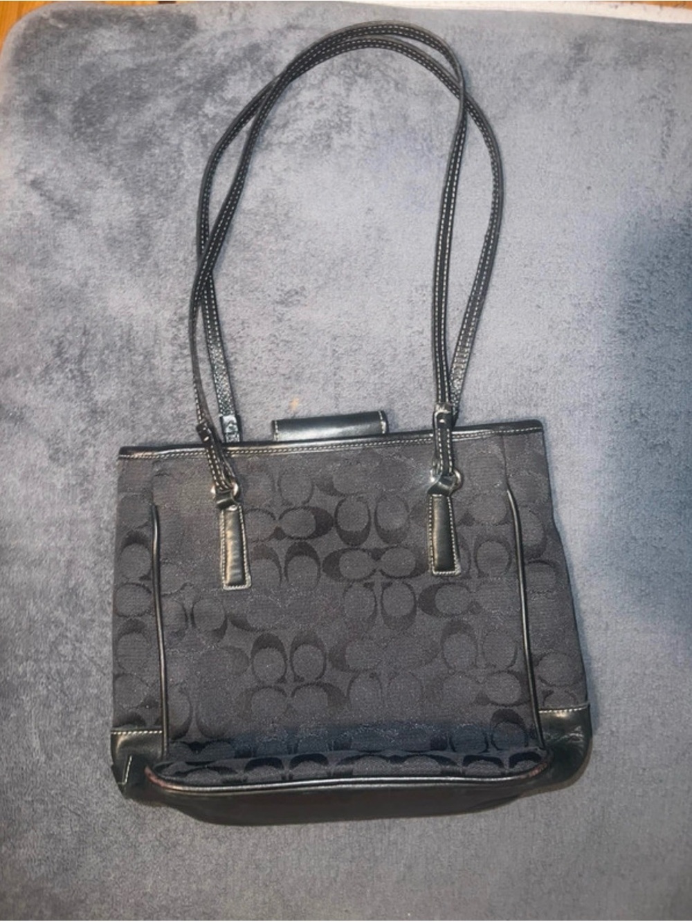 Coach Black signature jacquard vintage shoulder bag mini tote y2k